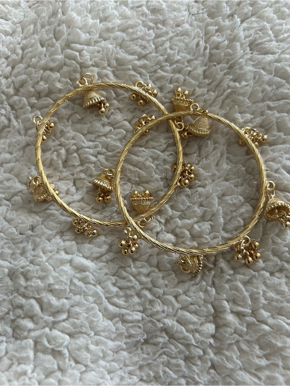 Gold-Tone Jhumka Charm bangles  2 Women Jewelry